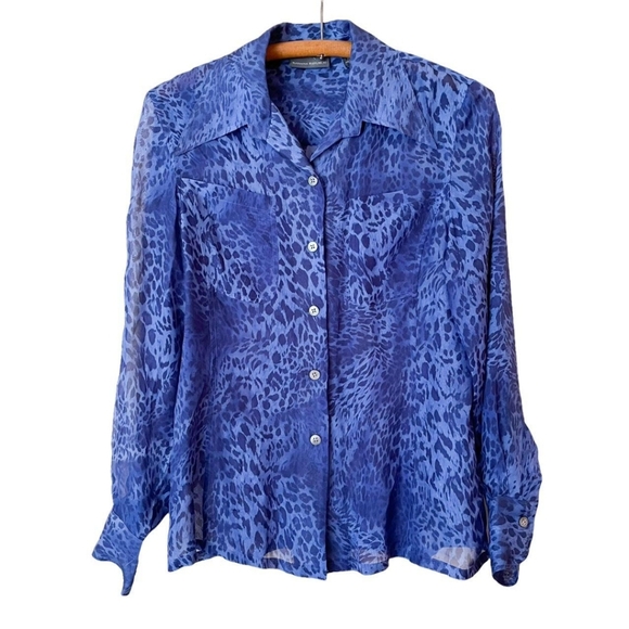 Banana Republic Tops - Banana RepublicVintage 100% Silk Sheer Leopard Print Button Up Blouse Size XS